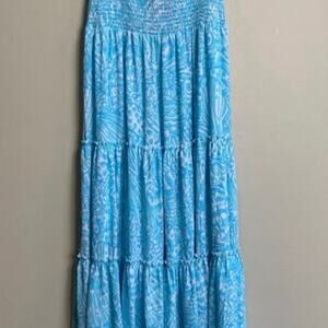 Lilly Pulitzer Hanalei Skirt or Dress Succulent Blue Sea Cups Tiered Sz XS